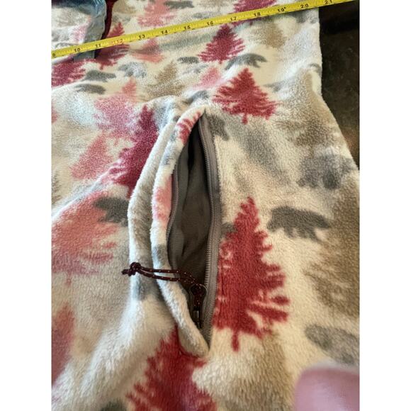 Orvis women's fleece pullover , trees and bears, pink.  size Med. - Picture 6 of 11